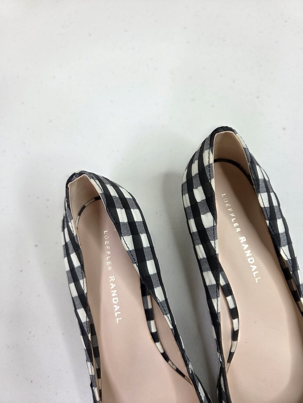 Loeffler Randall Ina Black & White Gingham Checkered Block Heel Almond Toe Pumps - Picture 4 of 16